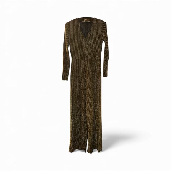 Elegant Gold Pinstripe Jumpsuit - Picture 2 of 4